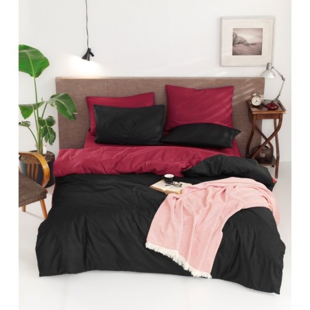 Juego ropa de cama doble Ranforce Çift Yönlü  burdeos rojo negro