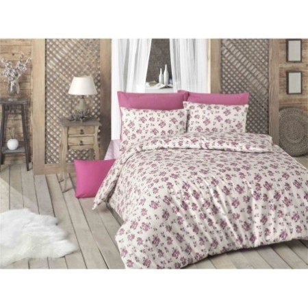 Juego ropa de cama doble Ranforce Dante marrón rosa blanco