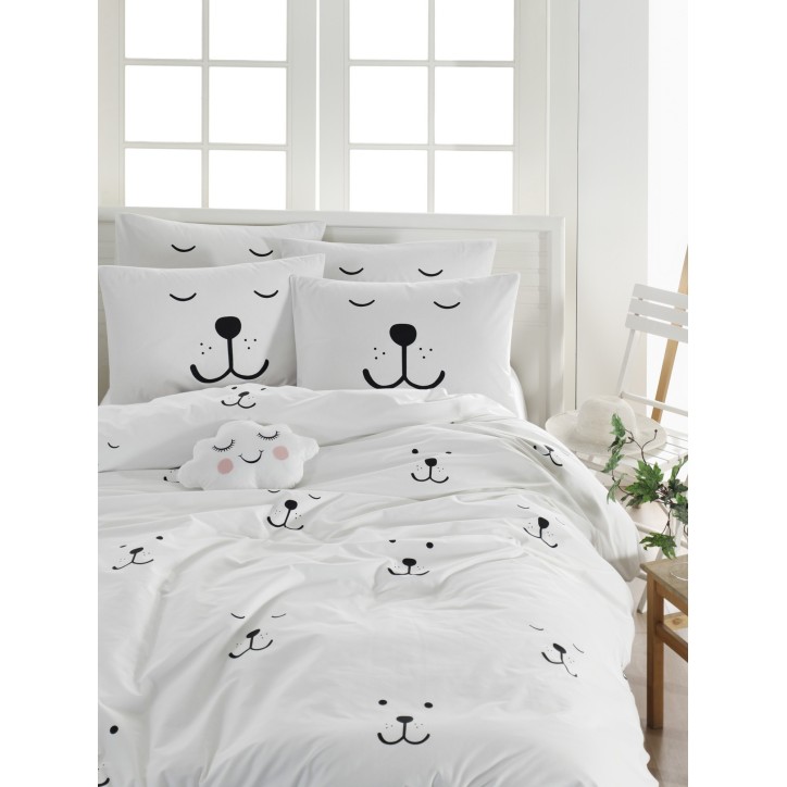 Juego ropa de cama doble Ranforce Eles  blanco negro