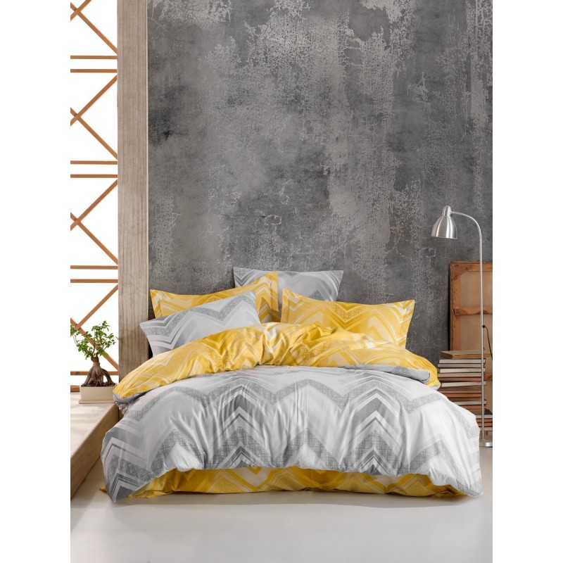 Juego ropa de cama doble Ranforce Gray amarillo gris