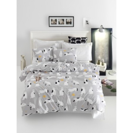 Juego ropa de cama doble Ranforce Liana  amarillo negro gris blanco