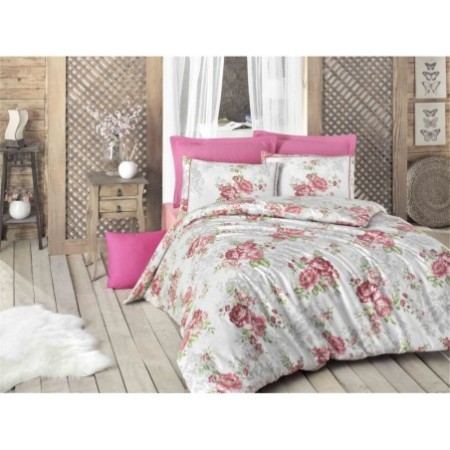 Juego ropa de cama doble Ranforce Shabby  verde rojo gris