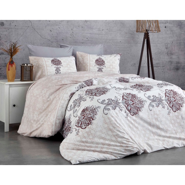 Juego ropa de cama Ranforce King Daisy  gris blanco rojo