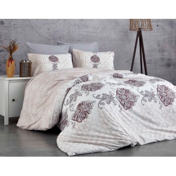 Juego ropa de cama Ranforce King Daisy  gris blanco rojo