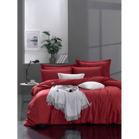 Juego ropa de cama Ranforce King Fresh Color  rojo burdeos