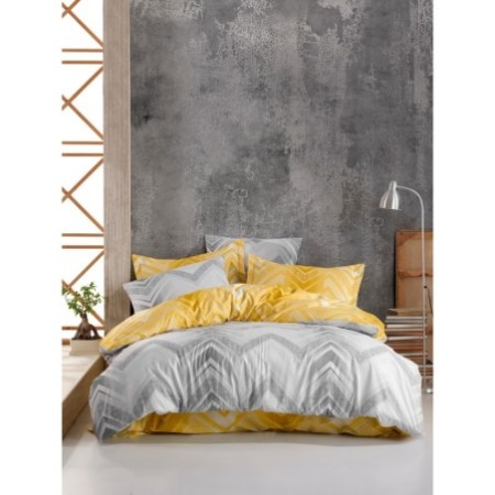 Juego ropa de cama Ranforce King Gray amarillo gris