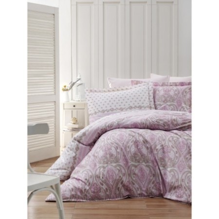 Juego ropa de cama Ranforce King Palimra rosa blanco