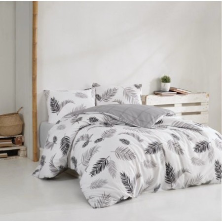 Juego ropa de cama Ranforce King Plume  gris blanco