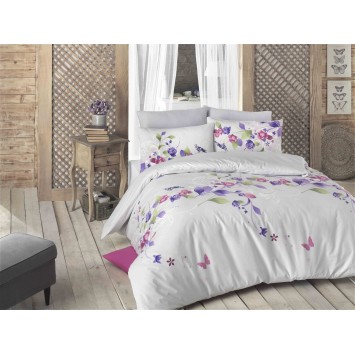 Juego ropa de cama Ranforce King Scalie verde rosa púrpura blanco