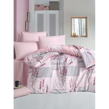 Juego ropa de cama Super King Ranforce Burçak  fucsia gris