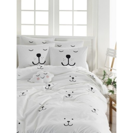 Juego ropa de cama Super King Ranforce Eles  blanco negro