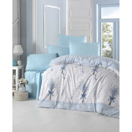 Juego ropa de cama Super King Ranforce Fiyonk  gris azul blanco