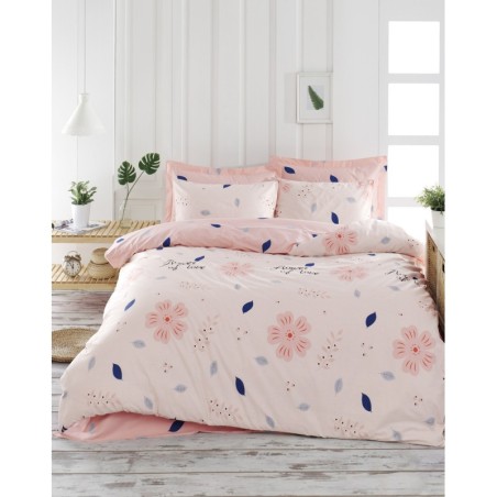 Juego ropa de cama Super King Ranforce FlowerOfLove  polvo crudo azul oscuro