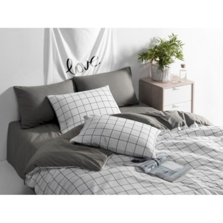 Juego ropa de cama Super King Ranforce Meridyen  gris blanco