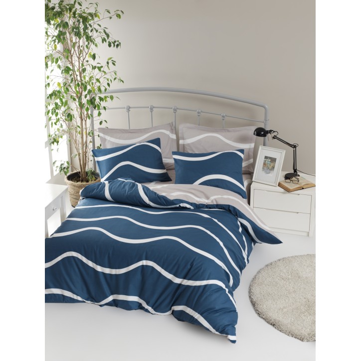 Juego ropa de cama Super King Ranforce Novia  azul blanco