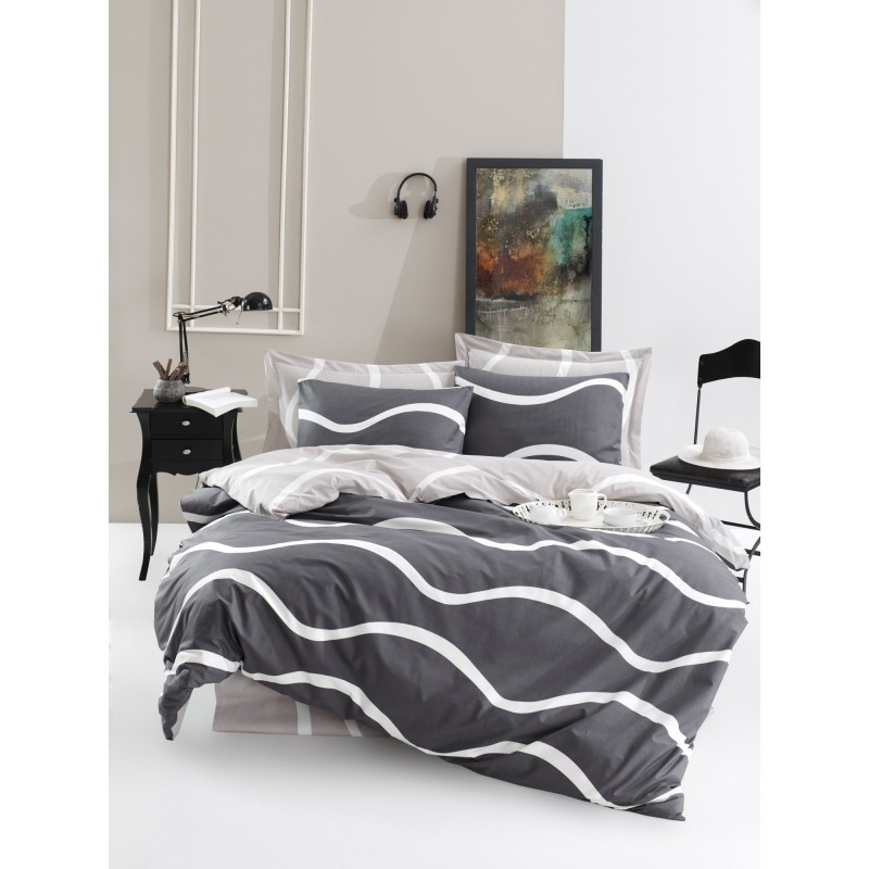 Juego ropa de cama Super King Ranforce Novia  gris blanco