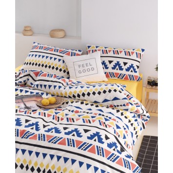 Juego ropa de cama Super King Ranforce Pisagor  amarillo blanco azul oscuro negro