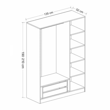 Armario Kale 3 Mebran Kapak 190 blanco - 506MNR2405