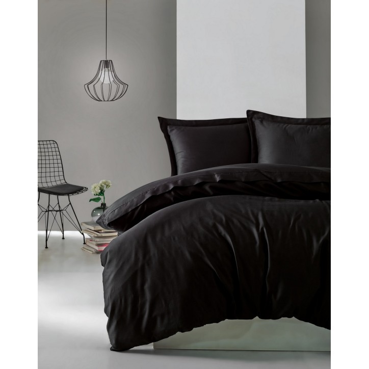 Juego ropa de cama satén Super King Elegant  negro