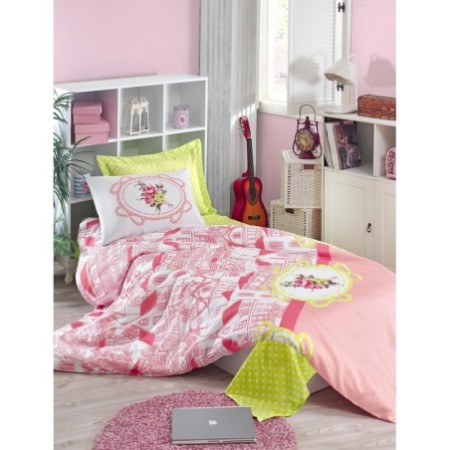 Conjunto funda de edredón individuales Şirin  amarillo blanco rosa