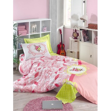 Conjunto funda de edredón individuales Şirin  amarillo blanco rosa