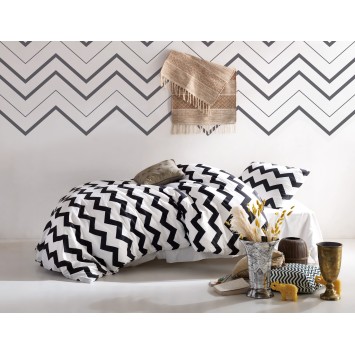 Conjunto funda de edredón individuales SmallZigzag blanco negro