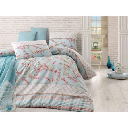 Juego ropa de cama Super King Birdcage  rosa beige blanco turquesa