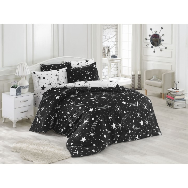 Juego ropa de cama Super King Halley  blanco negro