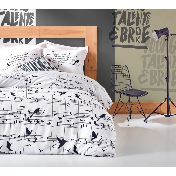 Juego ropa de cama Super King Note blanco negro