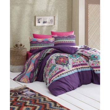 Juego ropa de cama Super King Rug  fucsia verde azul blanco