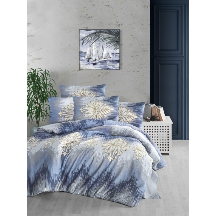 Juego ropa de cama Super King Safir azul marrón gris