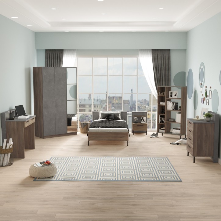 Conjunto de muebles de habitación joven HM13-CG plata