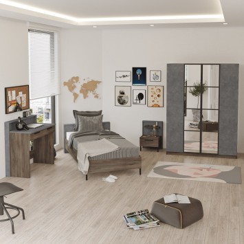 Conjunto de muebles de habitación joven HM15-CG plata - 956LCS3422