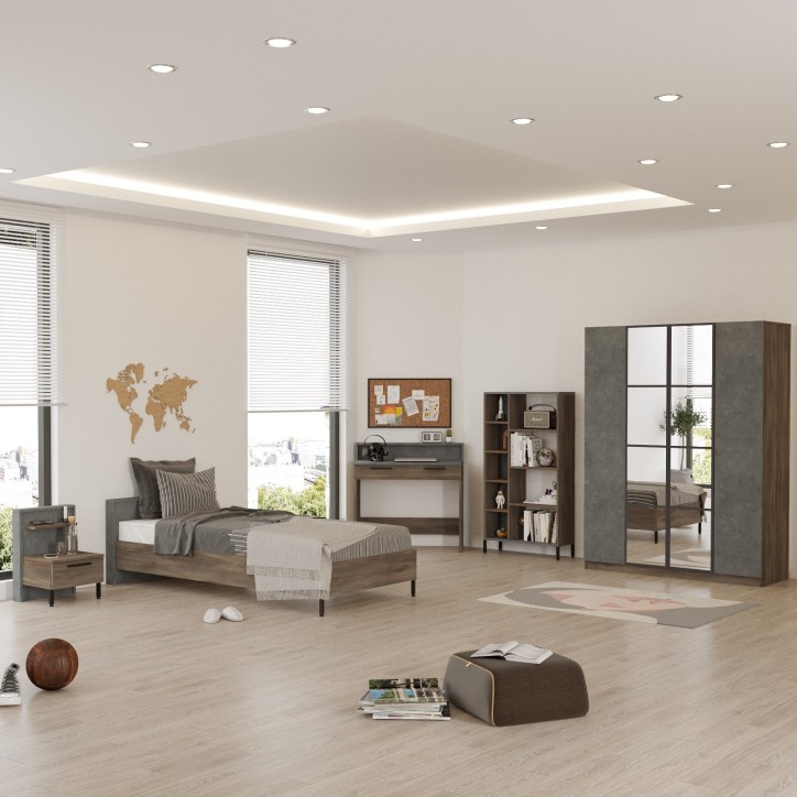 Conjunto de muebles de habitación joven HM16-CG plata