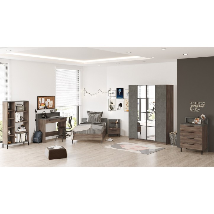 Conjunto de muebles de habitación joven HM17-CG plata